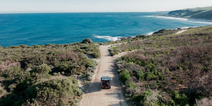 4wd track driving toward Perth beach