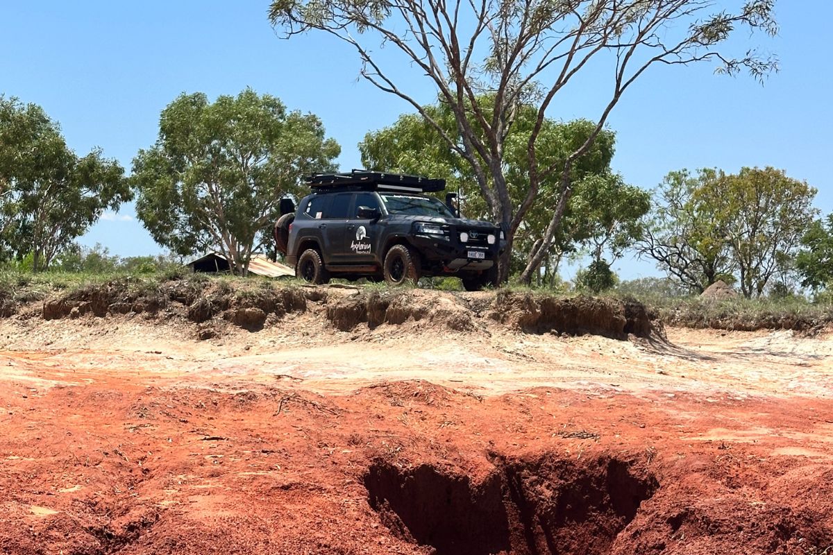 4x4 vehicle navigating off-road tracks in Broome, available for hire.