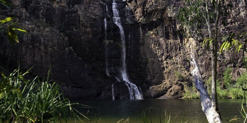 Waterfall trickling down into Gunlom Falls